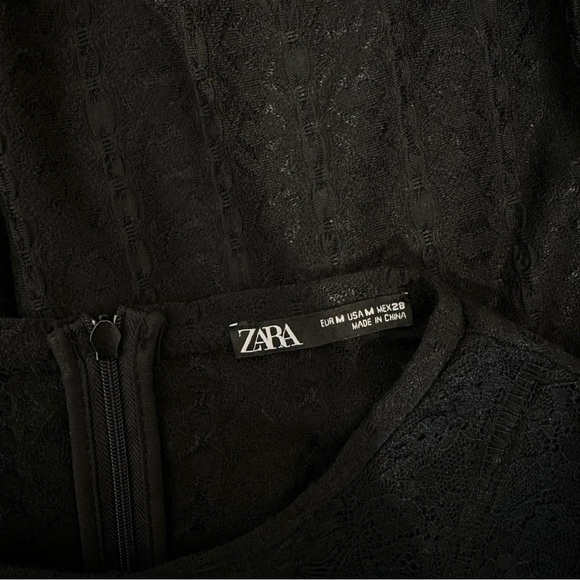 Zara black lace long dress with long sleeves sizeM - Picture 3 of 3